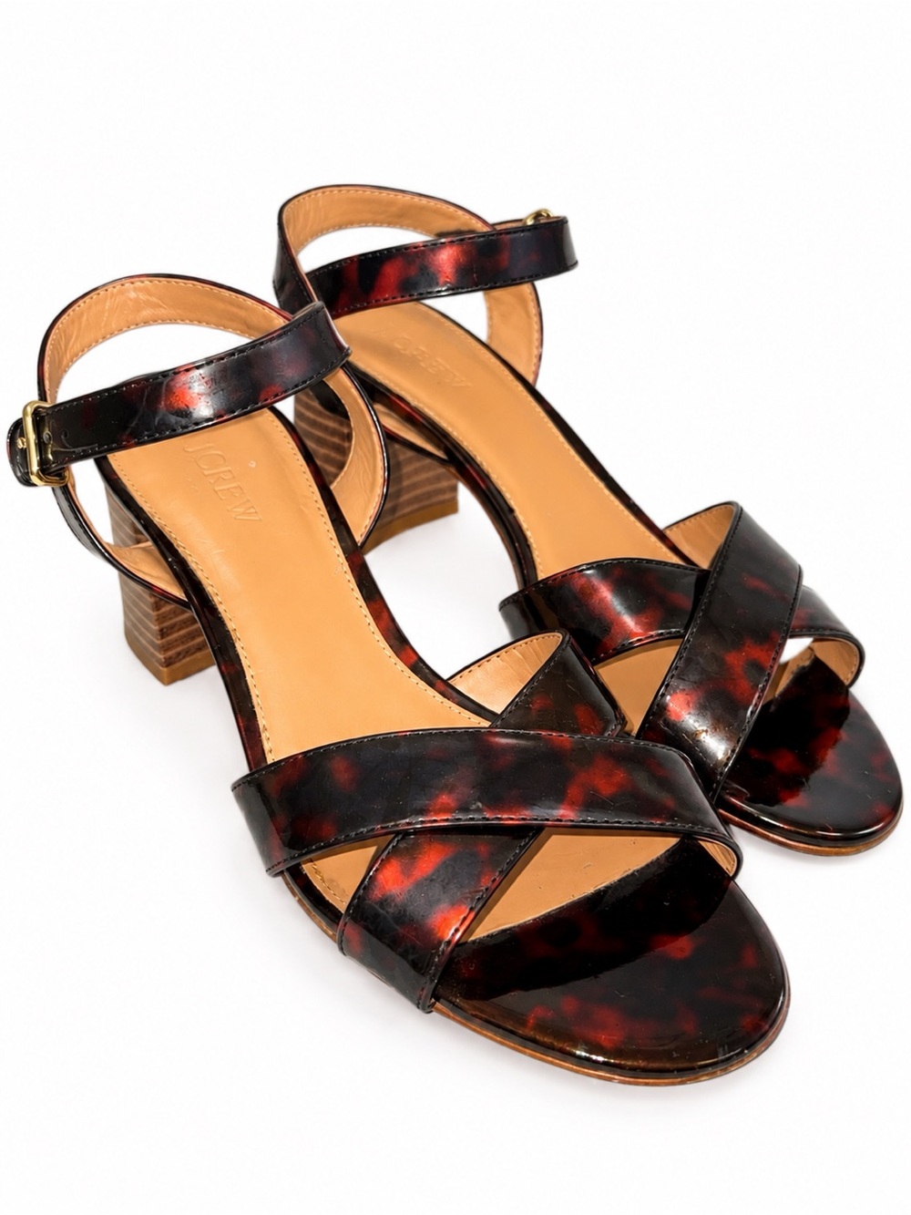 J.Crew Tortoiseshell Strappy Block Heel Sandals Size 9